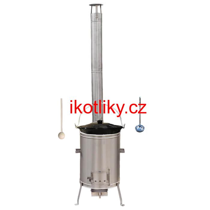 Smaltovaný kotlík 30 L (1,2 mm) + nerezová kotlina 45 cm LUX + vařečka a naběračka