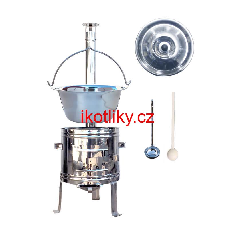 Nerezový kotlík 15 L (0,8 mm) zesílený s nýty + nerezová kotlina 36 cm TOP INOX