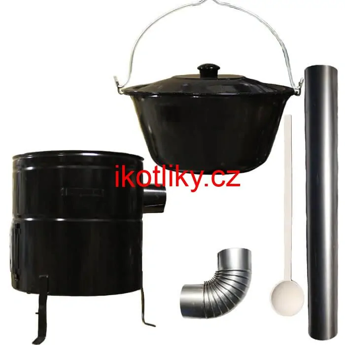 Smaltovaný kotlík 30 L (1,2 mm) + kovová kotlina 50 CLASSIC (KOV) + kouřovod Max Party