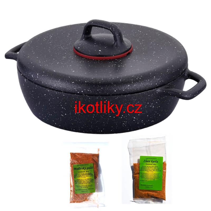 Hrnec s poklicí + pánev + pepř Classic Plus Volkanit