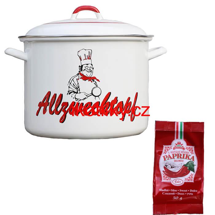 Smaltovaný hrnec s poklicí 13 L kuchař + sladká paprika GURMÁN 50 g