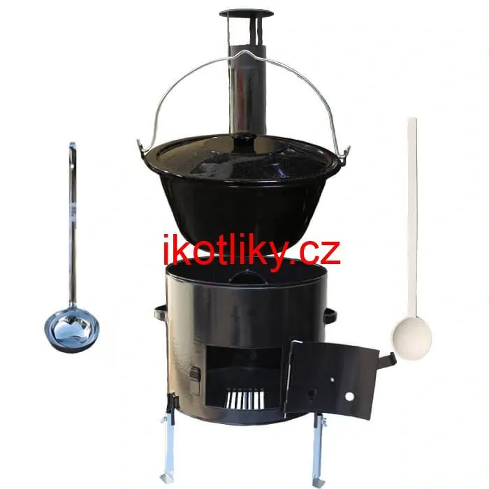 Smaltovaný kotlík 8 L + smaltovaná kotlina 31 Easy party + vařečka a naběračka