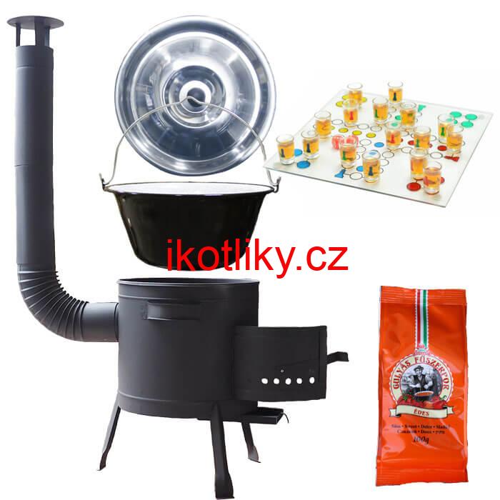 Smaltovaný kotlík 25 L (1,2 mm) + pepř + člověče pi už + nízká žáruvzdorná kotlina 42 PLUS 600
