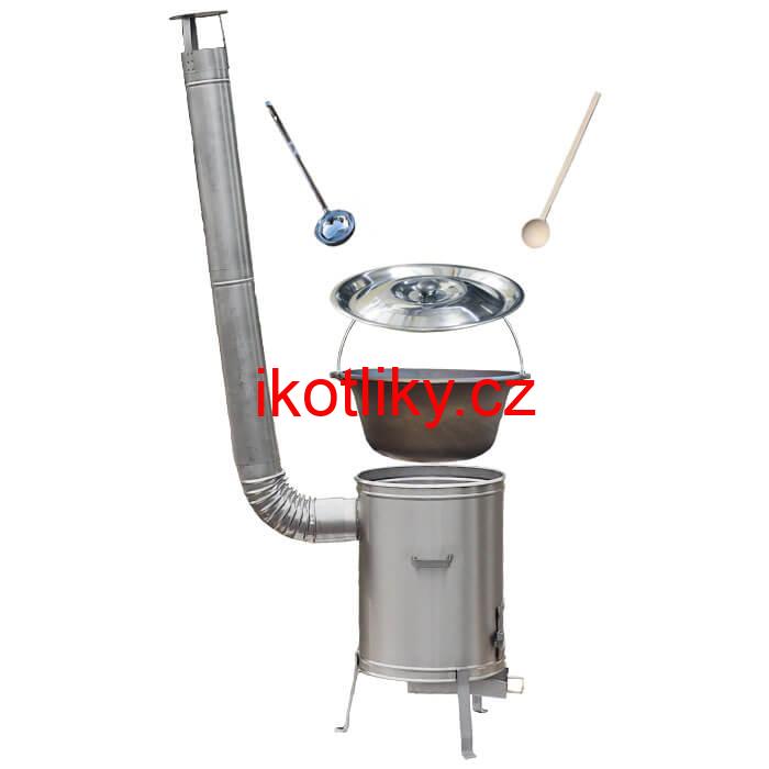 Litinový kotlík bez povrchové úpravy 10,8 L + Nerezová kotlina 33 LUX