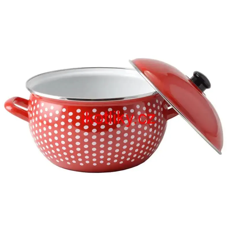 Smaltovaný hrnec 4,8 l červený 20 cm (tečkovaný)