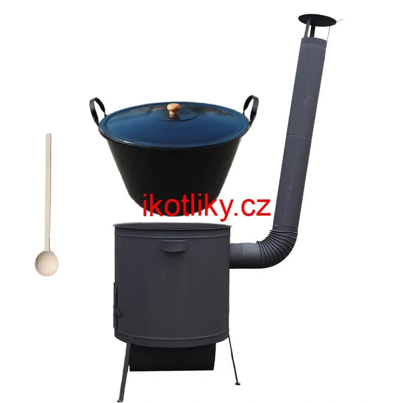 Smaltovaný kotel 70 L na zabijačku + žáruvzdorná kotlina 53 PLUS 600 4 MM + vařečka