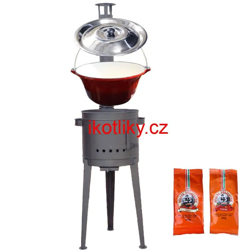 Litinový kotlík se smaltovanou úpravou 22 L + vysoká kotlina 42 PLUS 600 + paprikový pepř na guláš - MIX 100 g