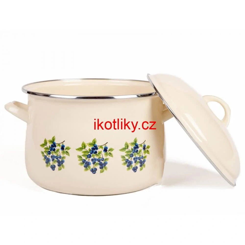 Smaltovaný hrnec s květinovým vzorem – Trnky 7,5 l + poklice