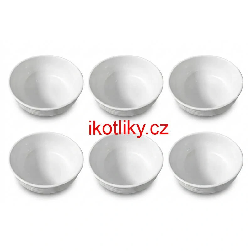 Sada 6 ks: Prémiové bílé misky s kamennou strukturou (750 ml)