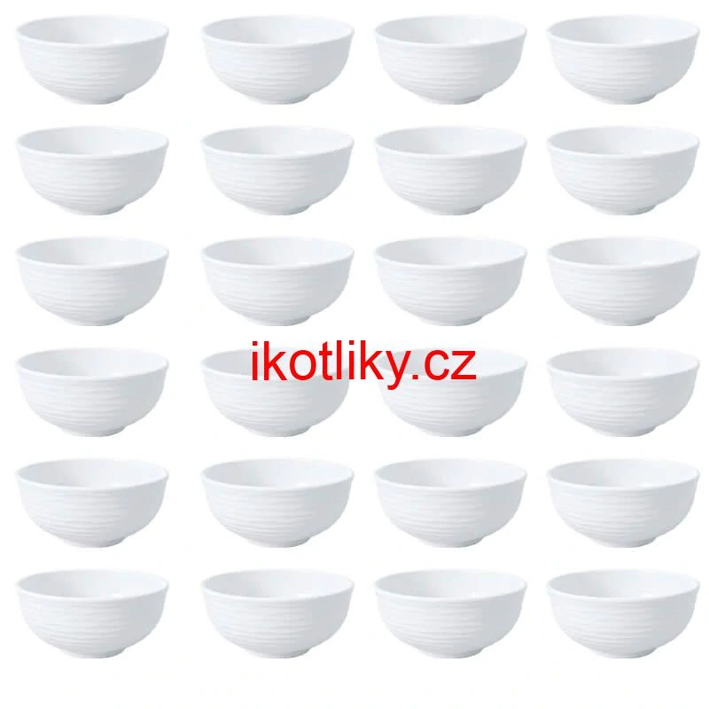 Sada 24 ks: Prémiové bílé misky s kamennou strukturou (750 ml)