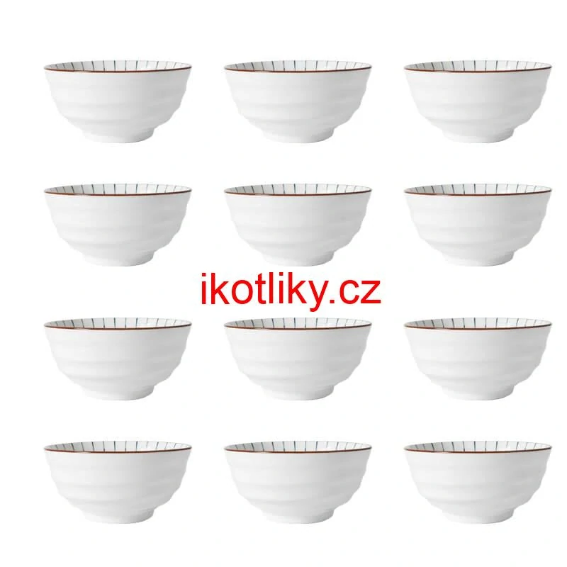 Sada 12 ks velkých keramických misek na guláš a polévky, 1 litr