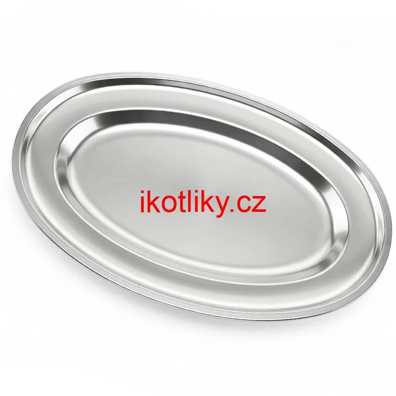 Nerezový oválný podnos (40,5cm) – Odolný servírovací tác na maso i koláče