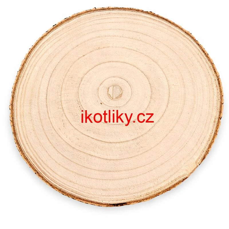 Dřevěný podnos z přírodního plátku dřeva s kůrou Ø 20–24 cm