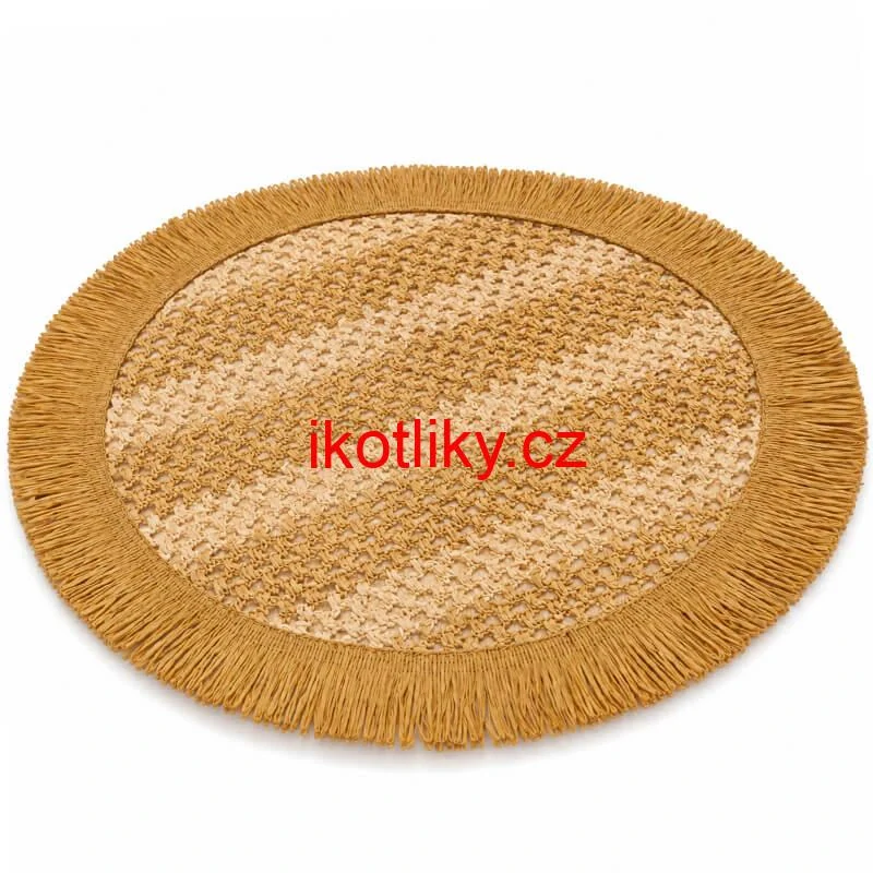 Kulatá přírodní podložka pod talíř se třásněmi 37 cm