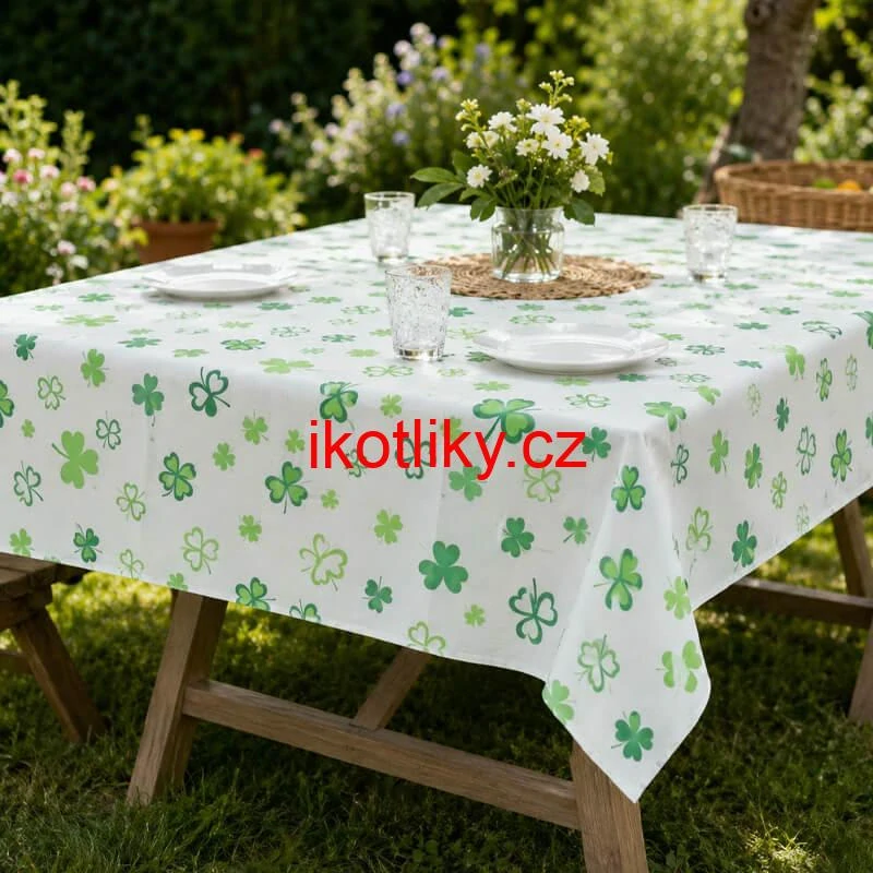 Omyvatelný PEVA ubrus Čtyřlístky 137 × 183 cm