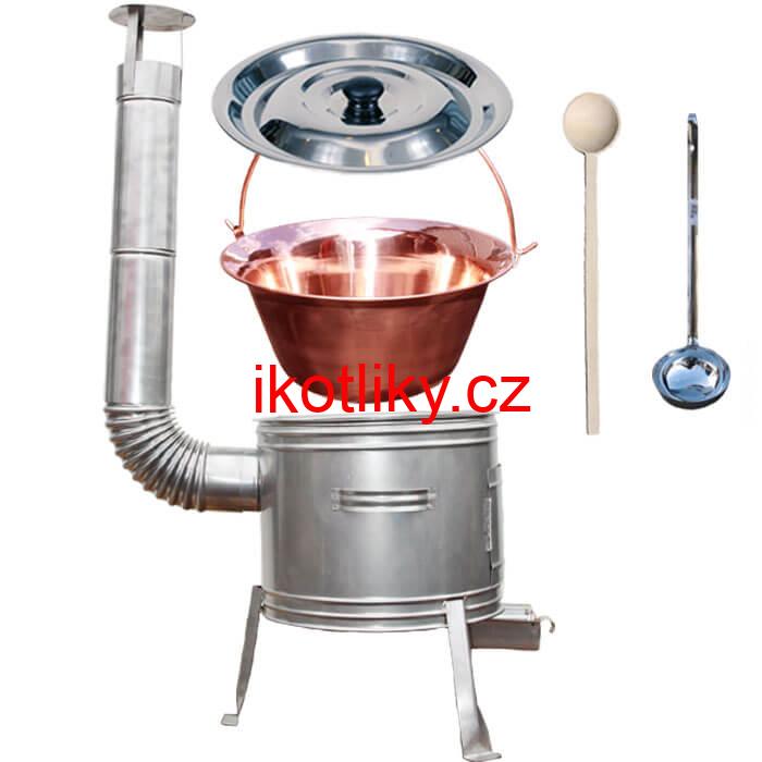 Měděný kotlík 20 L + nerezová kotlina 39 cm TOPLUX