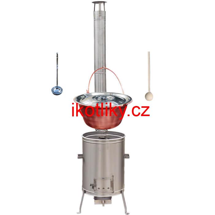 Měděný kotlík 20 L + nerezová kotlina 42 cm + LUX