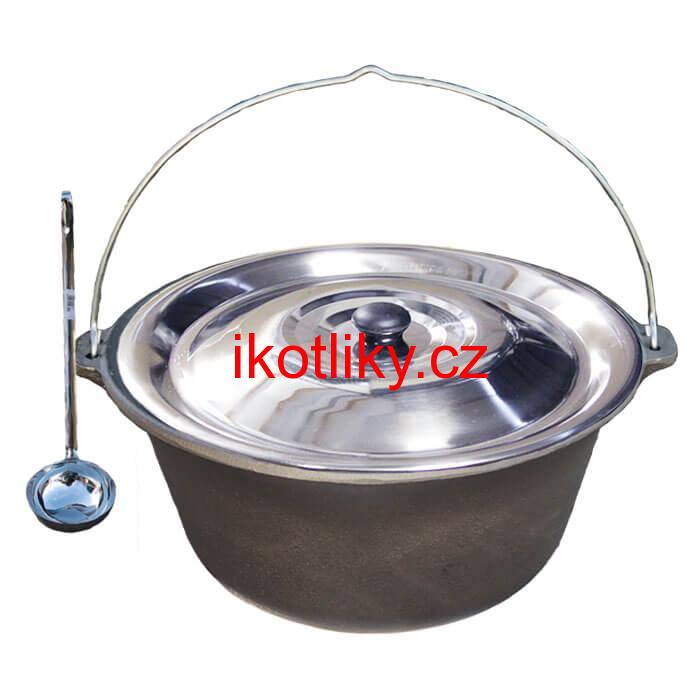 Litinový kotlík 22 L + nerezová poklice