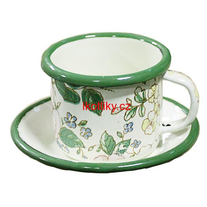 Smaltovaný šálek + podšálek
