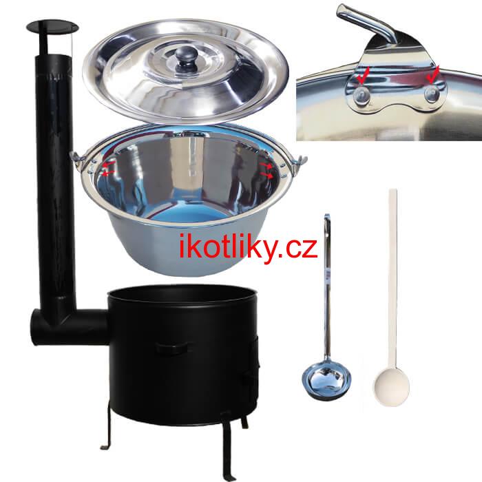Nerezový kotlíkový set 36 cm + zesílený nerezový kotlík 15 L