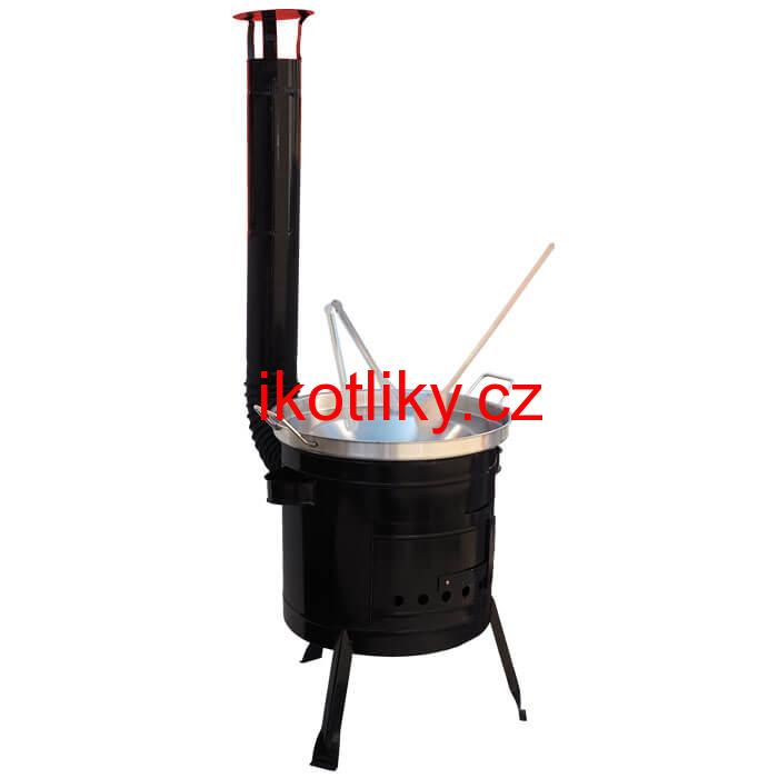 Nerezová pánev na grilování + kovová kotlina 36 cm