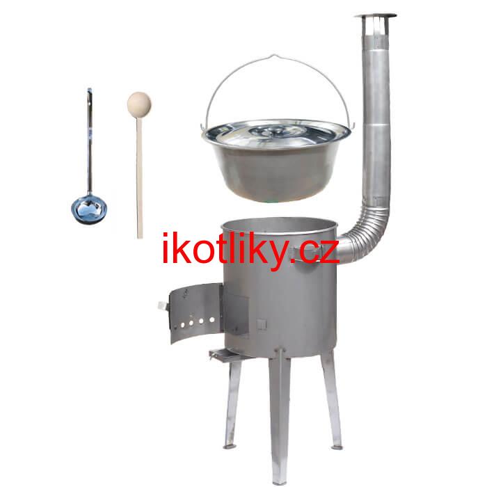 Železný kotlík 20 L (0,75 mm) + nerezová kotlina 42 cm LUXUS