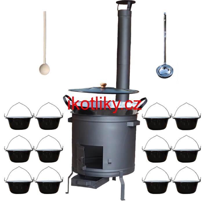 Smaltovaný kotel 60 L + servírovací kotlíky (12 ks) PLUS 600