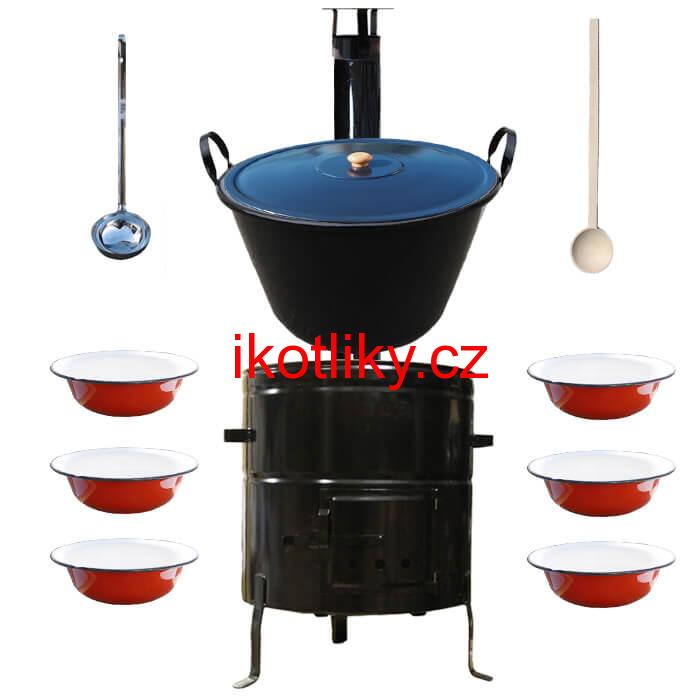 Smaltovaný kotel 60 L + smaltované talíře BIG PARTY