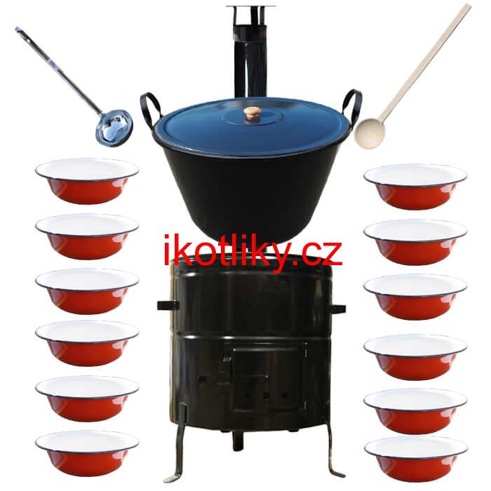 Smaltovaný kotel 80 L + smaltované talíře 12 ks PLUS 600