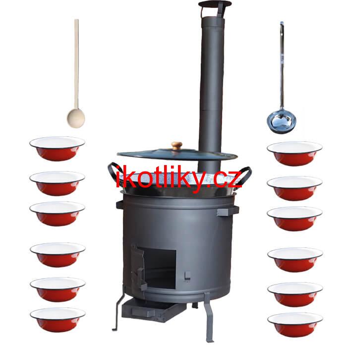 Smaltovaný kotel 80 L + žáruvzdorná kotlina 60 cm PLUS 600