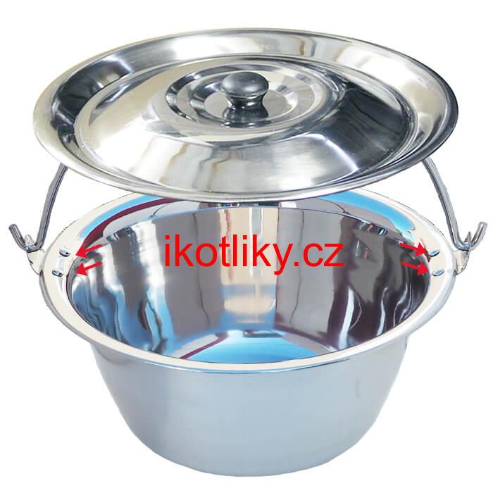 Nerezový kotlík 20 L (0,8 mm) s nýty + poklice