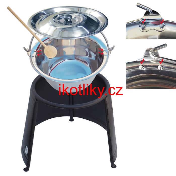 Nerezový kotlík 20 L (0,8 mm) s nýty + chránič plamene