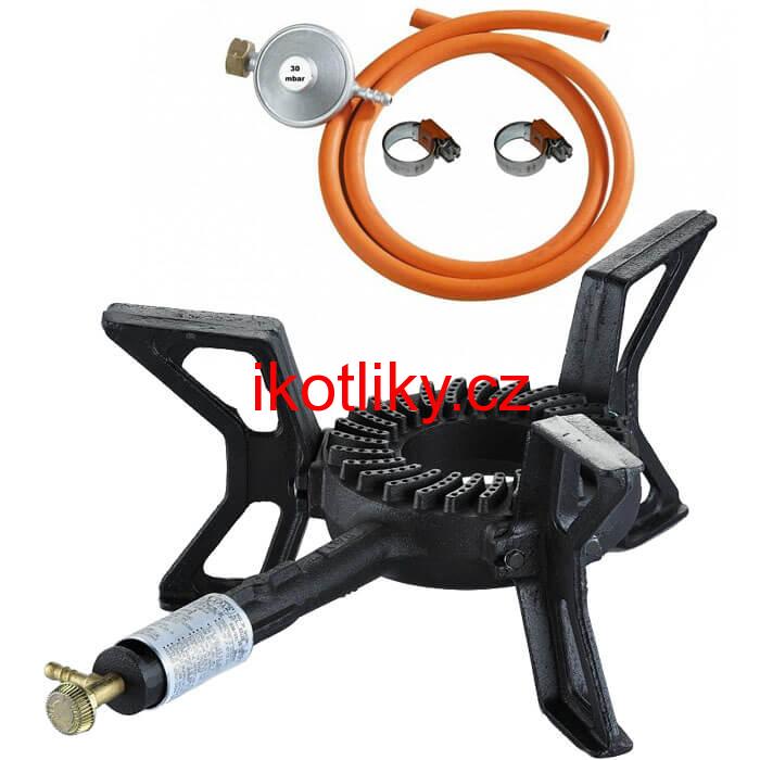 Litinový plynový vařič 8,8 kW 3P Ghisa + připojovací příslušenství