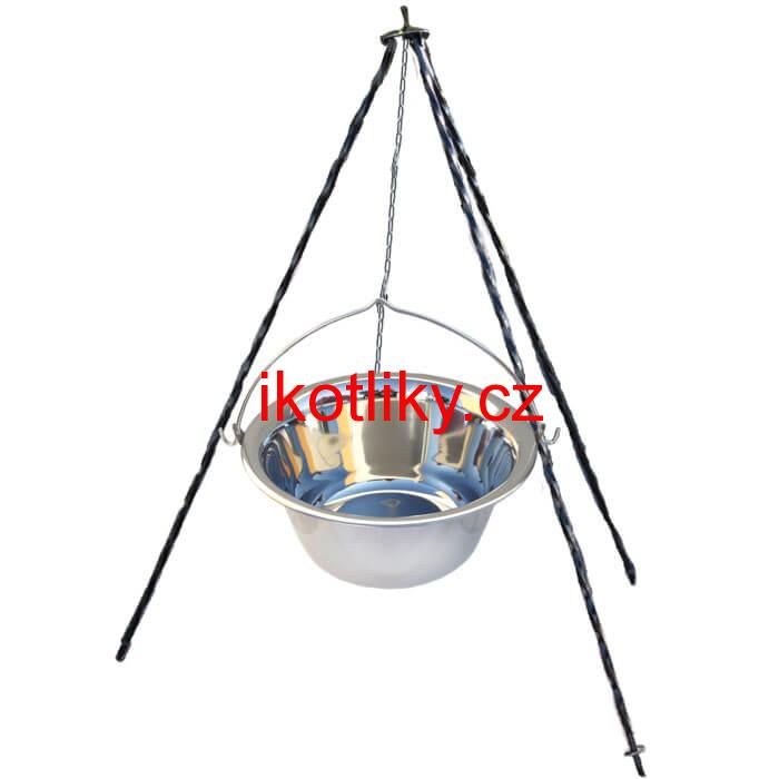 Nerezový kotlík (INOX 0,8 mm) 6 L + trojnožka 1 m
