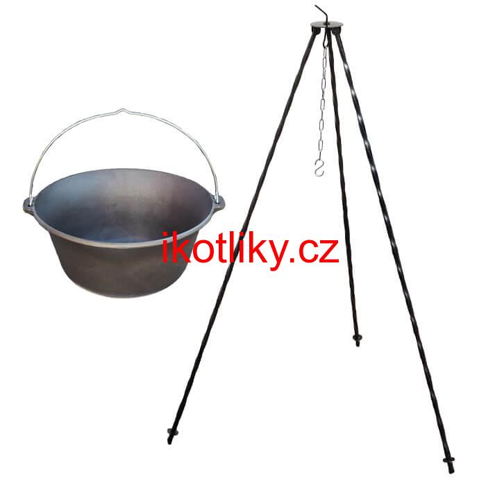 Litinový kotlík 7,2 L + trojnožka 1,2 m