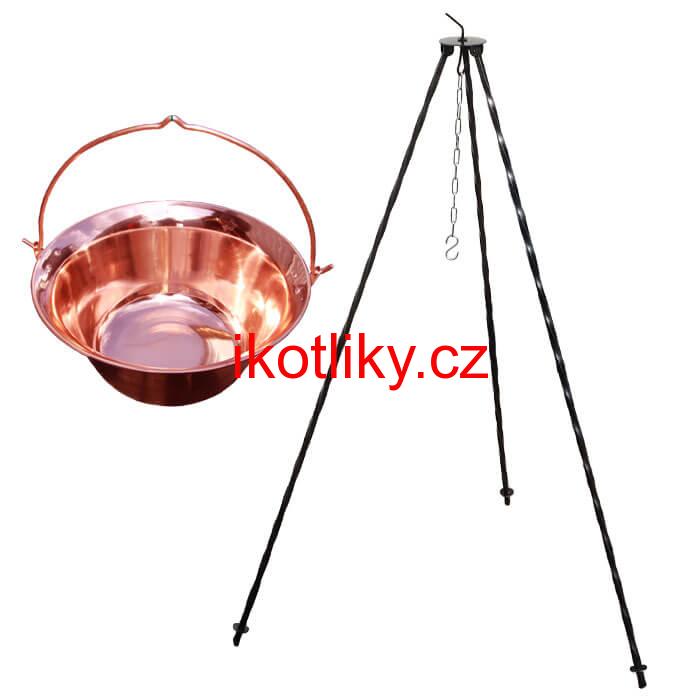 Měděný kotlík 14 L (1,2 mm) + trojnožka 1,2 m