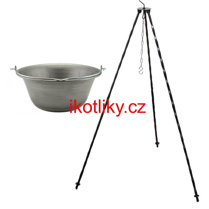 Železný kotlík 10 L (0,75 mm) + trojnožka 1 m