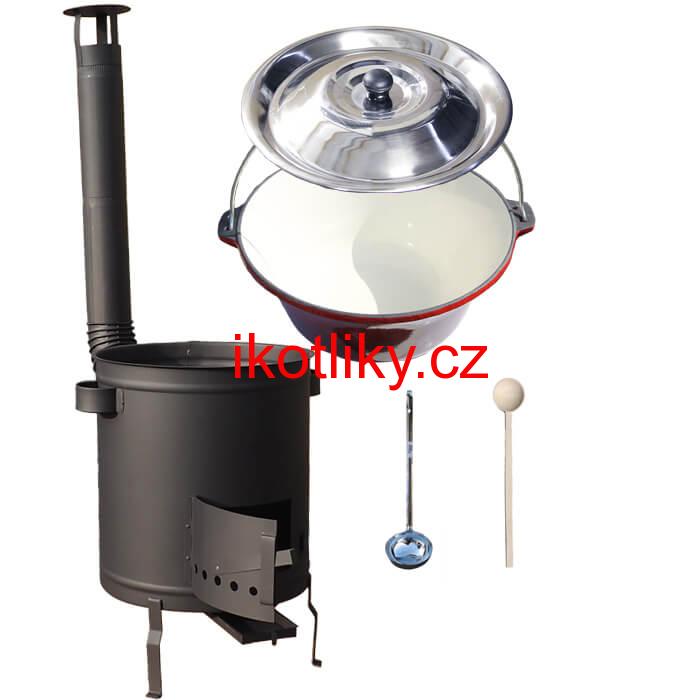 Litinový kotlík 16 L + silnostěnná (1,5 mm) žáruvzdorná kotlina 36 PLUS 600