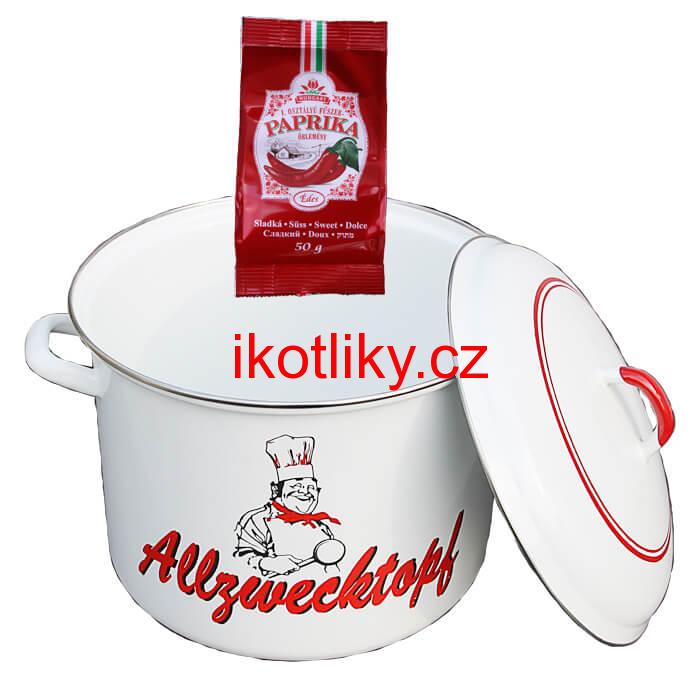 Smaltovaný hrnec s poklicí 13 L kuchař + sladká paprika GURMÁN 50 g