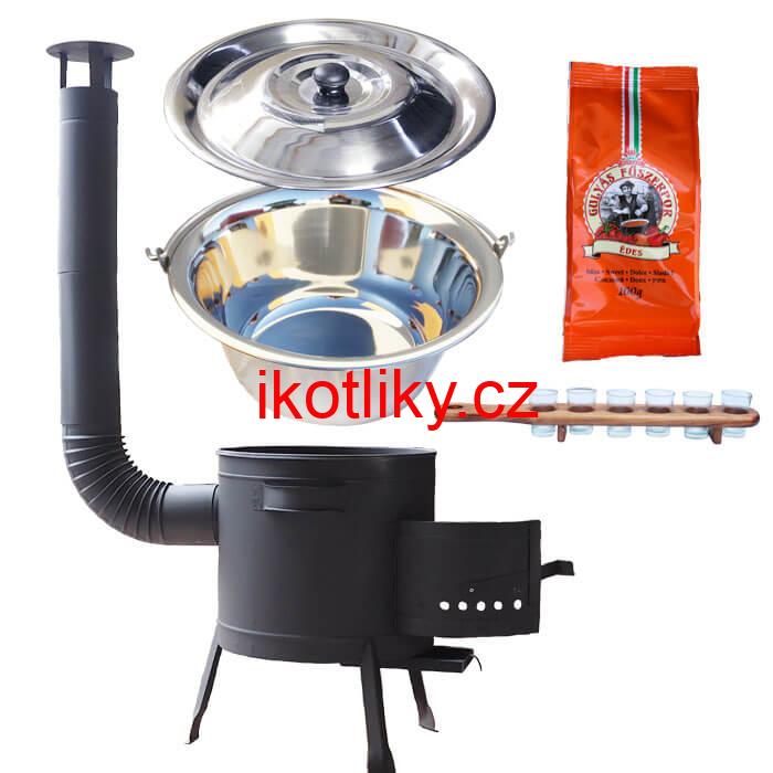 Nerezový kotlík 22 L (0,8 mm) + korenie + štamperlíky + nízka žiaruvzdorná kotlina (0,8 mm) 42 PLUS 600