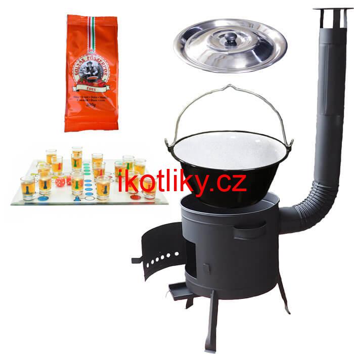 Smaltovaný kotlík 25 L (1,2 mm) + pepř + člověče pi už + nízká žáruvzdorná kotlina 42 PLUS 600