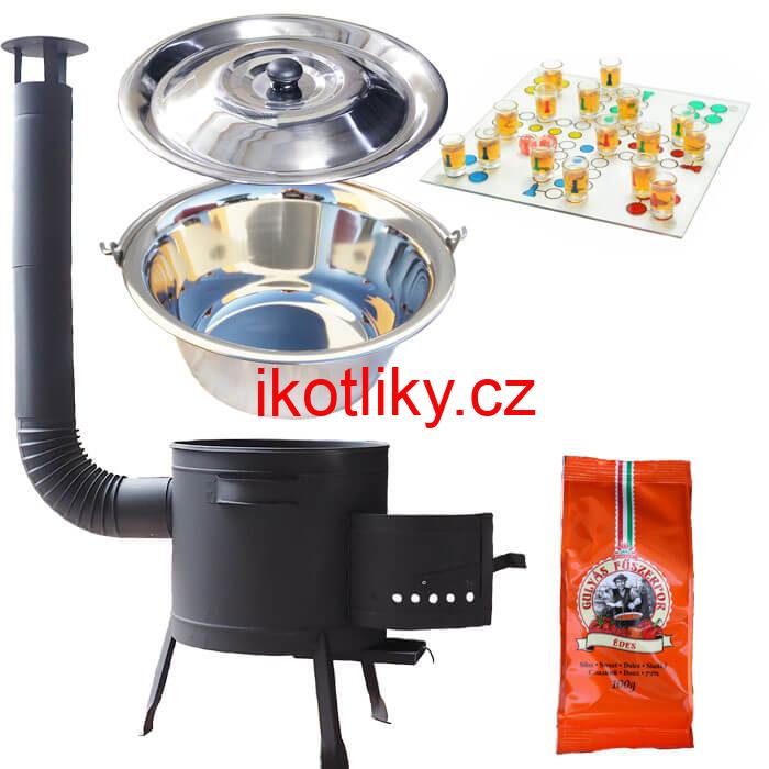 Nerezový kotlík 22 L (0,8 mm) + pepř + člověče pi už + nízká žáruvzdorná kotlina 42 PLUS 600