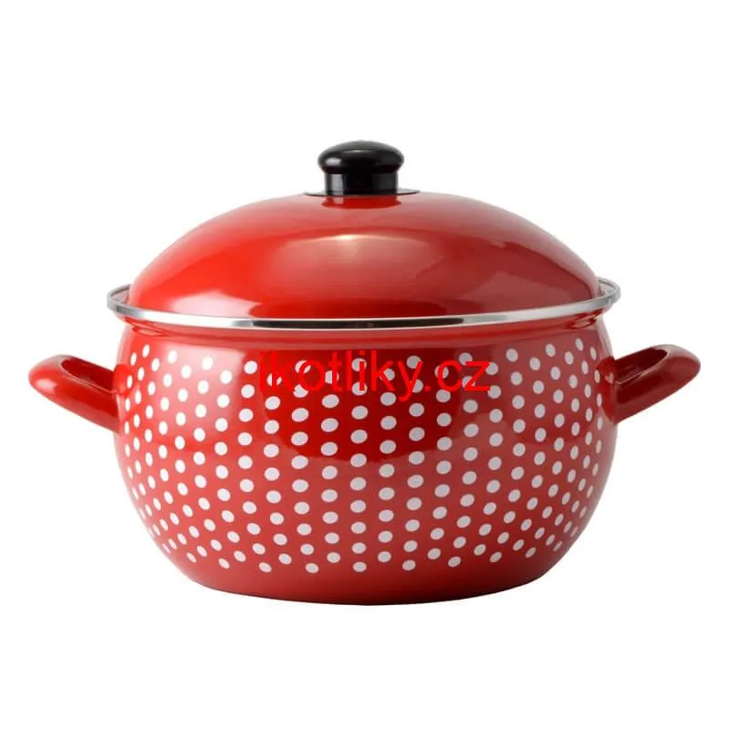Smaltovaný hrnec 6 l červený 24 cm (tečkovaný)