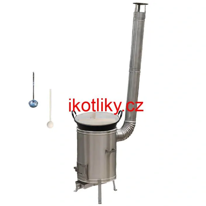 Zabijačkový smaltovaný kotel 100 L + nerezová kotlina (1,5 mm) 60 cm LUX + vařečka a naběračka