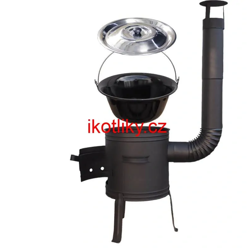 Smaltovaný kotlík 11 L BLACK + nerezová poklice INOX + žáruvzdorná kotlina 33 cm Plus 700