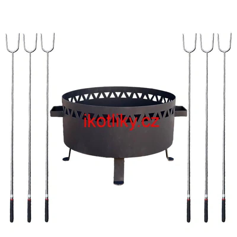 Přenosné ohniště kov (1,5 mm) FIFO žáruvzdorná barva PLUS 600 + Vidličky na opékání teleskopické 6 ks