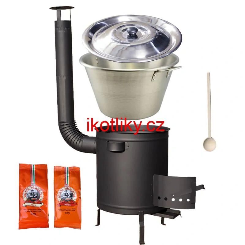 Nerezový kotel 40 L + Hrubostěnná kotlina 45 cm (1,5 mm) STRONG Plus 600 + paprikové koření na guláš