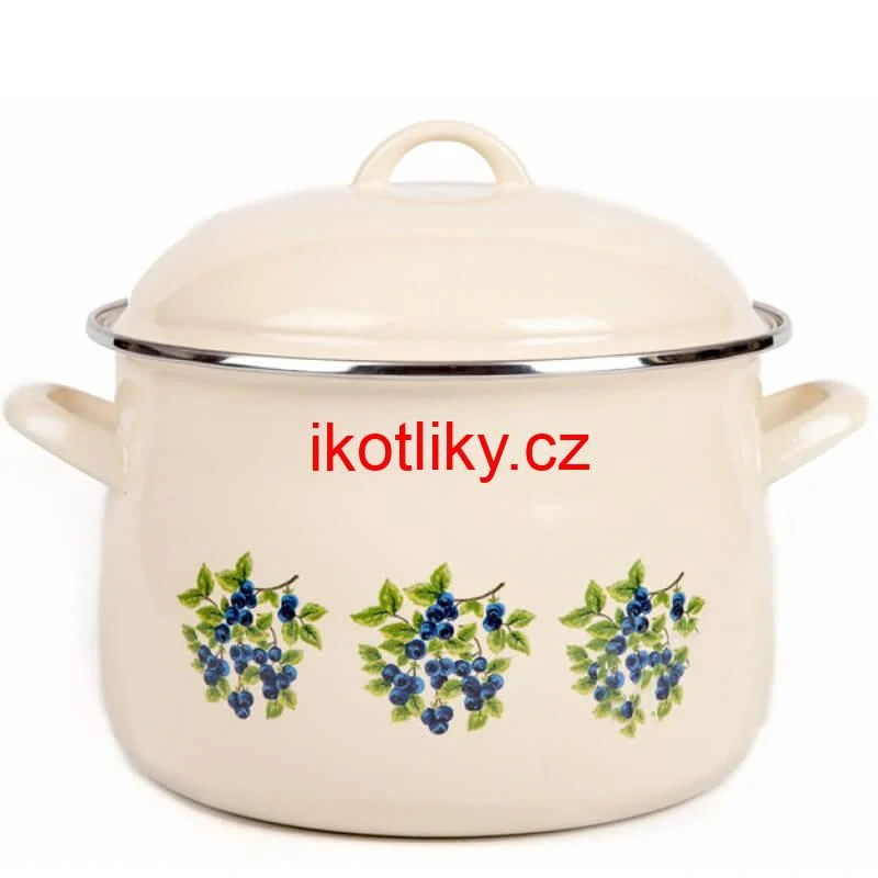 Smaltovaný hrnec s květinovým vzorem – Trnky 4 l + poklice