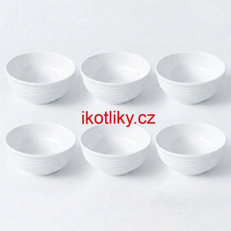 Sada 6 ks: Prémiové bílé misky s kamennou strukturou (750 ml)