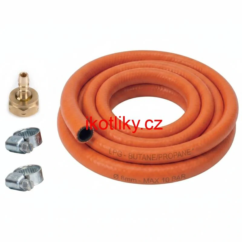 Plynová hadice 2,5 m + 2 spony + levá matice (20 bar)